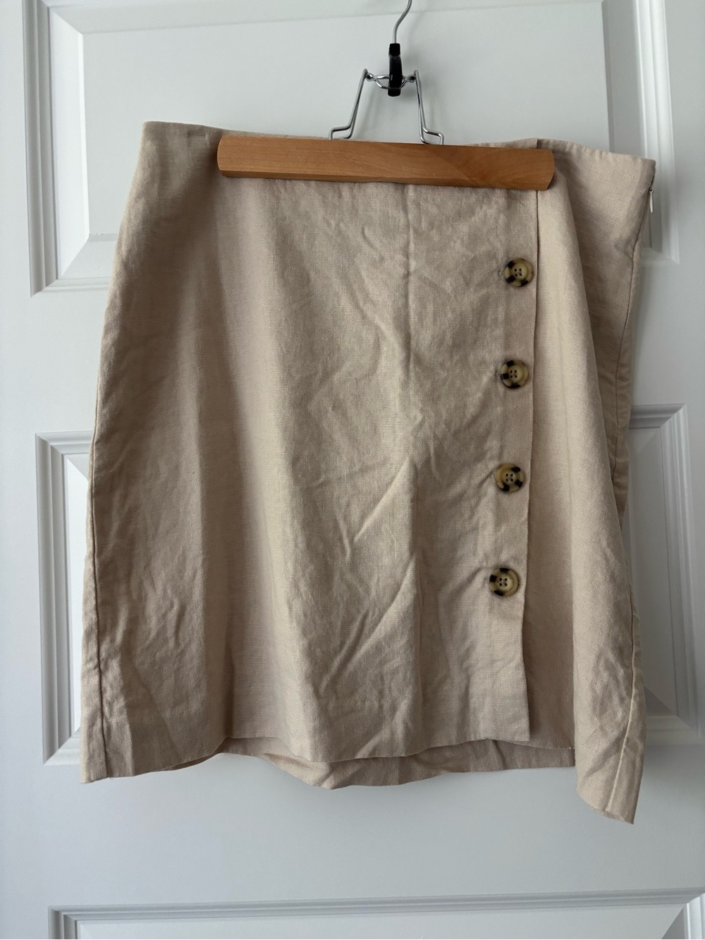 LOFT Beige Button-Front Mini Skirt 4